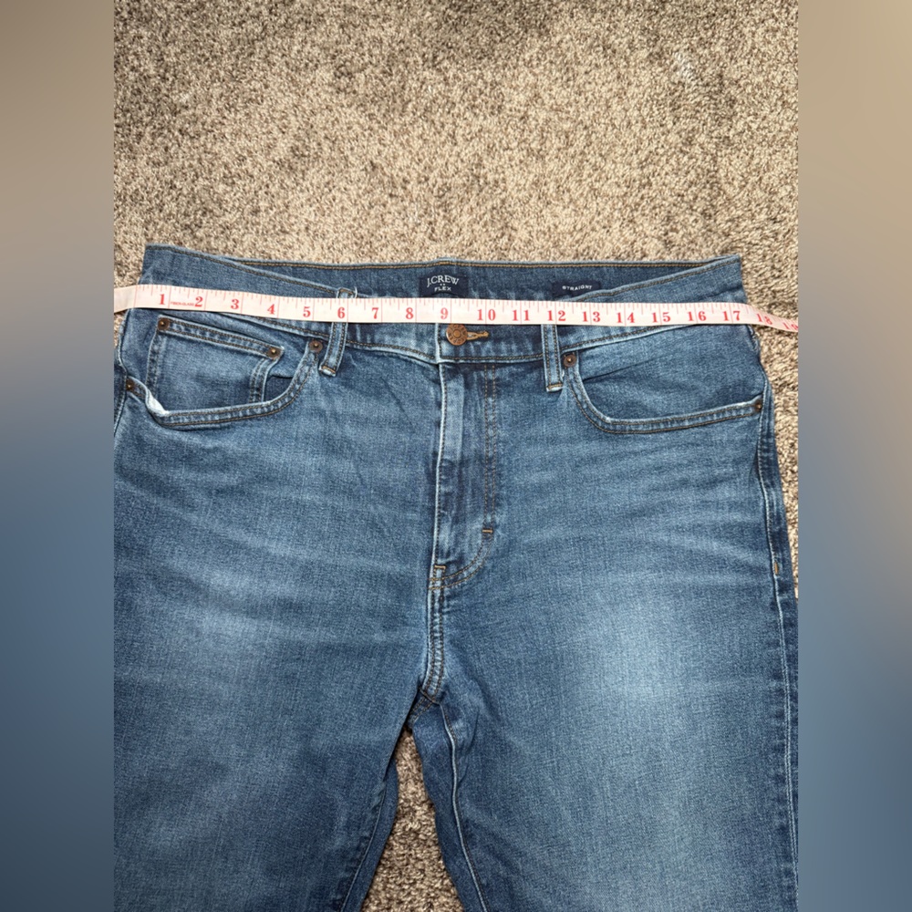 J Crew Flex Straight Fit Mens Dark Wash Jeans W34 L34 Stretch Denim - Picture 5 of 9